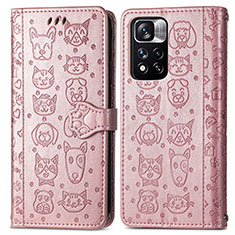 Coque Portefeuille Motif Fantaisie Livre Cuir Etui Clapet S03D pour Xiaomi Poco X4 NFC Or Rose