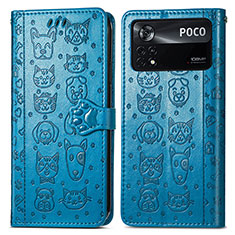 Coque Portefeuille Motif Fantaisie Livre Cuir Etui Clapet S03D pour Xiaomi Poco X4 Pro 5G Bleu