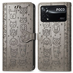 Coque Portefeuille Motif Fantaisie Livre Cuir Etui Clapet S03D pour Xiaomi Poco X4 Pro 5G Gris