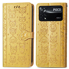 Coque Portefeuille Motif Fantaisie Livre Cuir Etui Clapet S03D pour Xiaomi Poco X4 Pro 5G Jaune