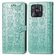 Coque Portefeuille Motif Fantaisie Livre Cuir Etui Clapet S03D pour Xiaomi Redmi 10 Power Vert