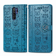 Coque Portefeuille Motif Fantaisie Livre Cuir Etui Clapet S03D pour Xiaomi Redmi 9 Bleu