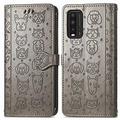 Coque Portefeuille Motif Fantaisie Livre Cuir Etui Clapet S03D pour Xiaomi Redmi 9 Power Gris