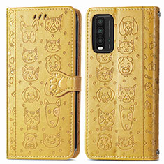 Coque Portefeuille Motif Fantaisie Livre Cuir Etui Clapet S03D pour Xiaomi Redmi 9 Power Jaune