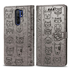 Coque Portefeuille Motif Fantaisie Livre Cuir Etui Clapet S03D pour Xiaomi Redmi 9 Prime India Gris