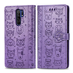 Coque Portefeuille Motif Fantaisie Livre Cuir Etui Clapet S03D pour Xiaomi Redmi 9 Prime India Violet