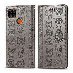 Coque Portefeuille Motif Fantaisie Livre Cuir Etui Clapet S03D pour Xiaomi Redmi 9C Gris