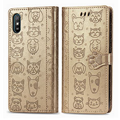 Coque Portefeuille Motif Fantaisie Livre Cuir Etui Clapet S03D pour Xiaomi Redmi 9i Or