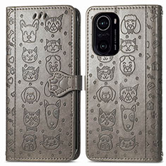 Coque Portefeuille Motif Fantaisie Livre Cuir Etui Clapet S03D pour Xiaomi Redmi K40 5G Gris