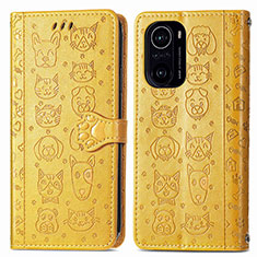 Coque Portefeuille Motif Fantaisie Livre Cuir Etui Clapet S03D pour Xiaomi Redmi K40 5G Jaune