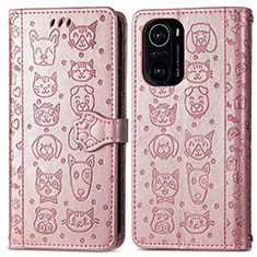 Coque Portefeuille Motif Fantaisie Livre Cuir Etui Clapet S03D pour Xiaomi Redmi K40 5G Or Rose