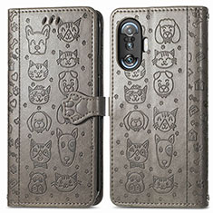 Coque Portefeuille Motif Fantaisie Livre Cuir Etui Clapet S03D pour Xiaomi Redmi K40 Gaming 5G Gris