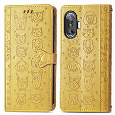 Coque Portefeuille Motif Fantaisie Livre Cuir Etui Clapet S03D pour Xiaomi Redmi K40 Gaming 5G Jaune