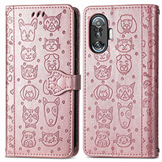 Coque Portefeuille Motif Fantaisie Livre Cuir Etui Clapet S03D pour Xiaomi Redmi K40 Gaming 5G Or Rose