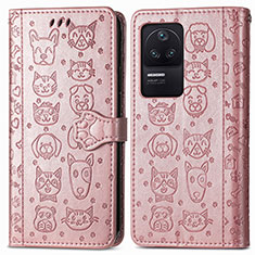 Coque Portefeuille Motif Fantaisie Livre Cuir Etui Clapet S03D pour Xiaomi Redmi K40S 5G Or Rose