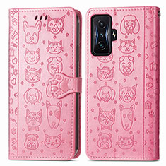 Coque Portefeuille Motif Fantaisie Livre Cuir Etui Clapet S03D pour Xiaomi Redmi K50 Gaming 5G Rose