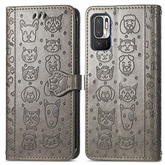 Coque Portefeuille Motif Fantaisie Livre Cuir Etui Clapet S03D pour Xiaomi Redmi Note 10 5G Gris