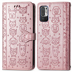 Coque Portefeuille Motif Fantaisie Livre Cuir Etui Clapet S03D pour Xiaomi Redmi Note 10 5G Or Rose