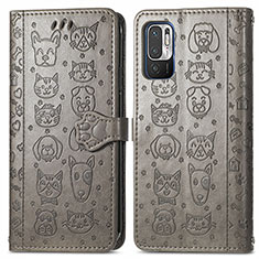 Coque Portefeuille Motif Fantaisie Livre Cuir Etui Clapet S03D pour Xiaomi Redmi Note 10T 5G Gris