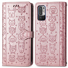 Coque Portefeuille Motif Fantaisie Livre Cuir Etui Clapet S03D pour Xiaomi Redmi Note 10T 5G Or Rose