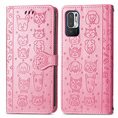 Coque Portefeuille Motif Fantaisie Livre Cuir Etui Clapet S03D pour Xiaomi Redmi Note 10T 5G Rose