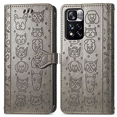 Coque Portefeuille Motif Fantaisie Livre Cuir Etui Clapet S03D pour Xiaomi Redmi Note 11 Pro+ Plus 5G Gris