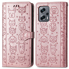 Coque Portefeuille Motif Fantaisie Livre Cuir Etui Clapet S03D pour Xiaomi Redmi Note 11T Pro+ Plus 5G Or Rose