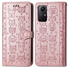 Coque Portefeuille Motif Fantaisie Livre Cuir Etui Clapet S03D pour Xiaomi Redmi Note 12S Or Rose