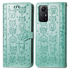 Coque Portefeuille Motif Fantaisie Livre Cuir Etui Clapet S03D pour Xiaomi Redmi Note 12S Vert