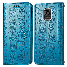 Coque Portefeuille Motif Fantaisie Livre Cuir Etui Clapet S03D pour Xiaomi Redmi Note 9S Bleu