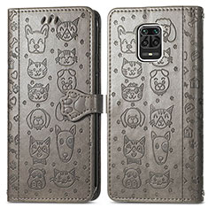 Coque Portefeuille Motif Fantaisie Livre Cuir Etui Clapet S03D pour Xiaomi Redmi Note 9S Gris