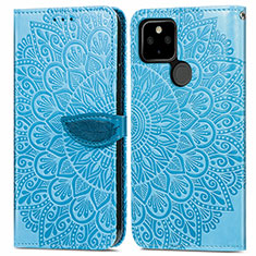 Coque Portefeuille Motif Fantaisie Livre Cuir Etui Clapet S04D pour Google Pixel 5a 5G Bleu