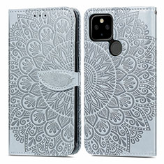 Coque Portefeuille Motif Fantaisie Livre Cuir Etui Clapet S04D pour Google Pixel 5a 5G Gris