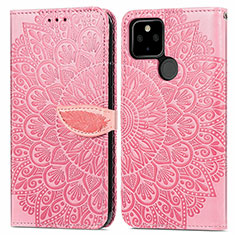 Coque Portefeuille Motif Fantaisie Livre Cuir Etui Clapet S04D pour Google Pixel 5a 5G Or Rose