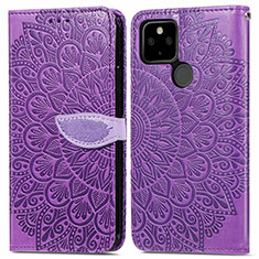 Coque Portefeuille Motif Fantaisie Livre Cuir Etui Clapet S04D pour Google Pixel 5a 5G Violet