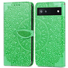 Coque Portefeuille Motif Fantaisie Livre Cuir Etui Clapet S04D pour Google Pixel 6a 5G Vert