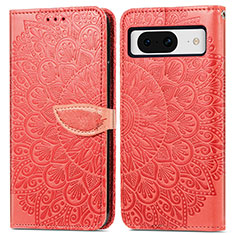 Coque Portefeuille Motif Fantaisie Livre Cuir Etui Clapet S04D pour Google Pixel 8 5G Rouge