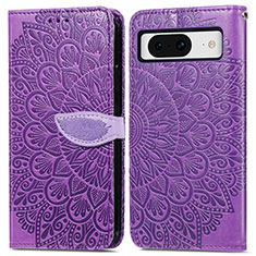 Coque Portefeuille Motif Fantaisie Livre Cuir Etui Clapet S04D pour Google Pixel 8 5G Violet