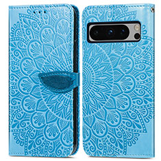 Coque Portefeuille Motif Fantaisie Livre Cuir Etui Clapet S04D pour Google Pixel 8 Pro 5G Bleu