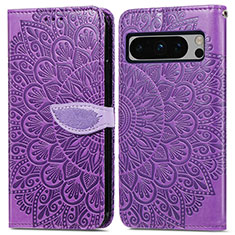 Coque Portefeuille Motif Fantaisie Livre Cuir Etui Clapet S04D pour Google Pixel 8 Pro 5G Violet