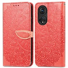 Coque Portefeuille Motif Fantaisie Livre Cuir Etui Clapet S04D pour Huawei Honor 50 5G Rouge