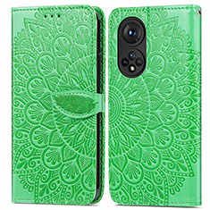 Coque Portefeuille Motif Fantaisie Livre Cuir Etui Clapet S04D pour Huawei Honor 50 5G Vert