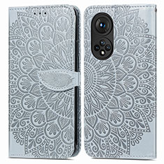 Coque Portefeuille Motif Fantaisie Livre Cuir Etui Clapet S04D pour Huawei Honor 50 Pro 5G Gris