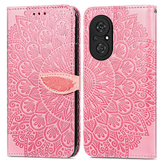 Coque Portefeuille Motif Fantaisie Livre Cuir Etui Clapet S04D pour Huawei Honor 50 SE 5G Or Rose