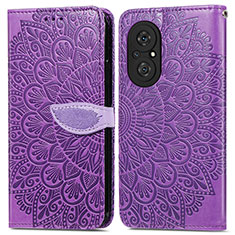 Coque Portefeuille Motif Fantaisie Livre Cuir Etui Clapet S04D pour Huawei Honor 50 SE 5G Violet