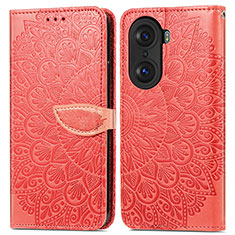 Coque Portefeuille Motif Fantaisie Livre Cuir Etui Clapet S04D pour Huawei Honor 60 5G Rouge