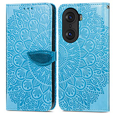 Coque Portefeuille Motif Fantaisie Livre Cuir Etui Clapet S04D pour Huawei Honor 60 Pro 5G Bleu