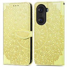 Coque Portefeuille Motif Fantaisie Livre Cuir Etui Clapet S04D pour Huawei Honor 60 Pro 5G Jaune