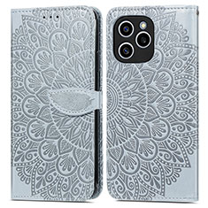 Coque Portefeuille Motif Fantaisie Livre Cuir Etui Clapet S04D pour Huawei Honor 60 SE 5G Gris