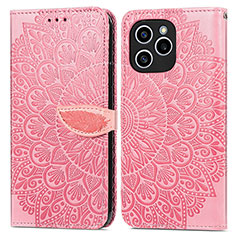 Coque Portefeuille Motif Fantaisie Livre Cuir Etui Clapet S04D pour Huawei Honor 60 SE 5G Or Rose